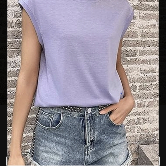 Purple Boxy Muscle Tee Sleeveless Top - Picture 1 of 4